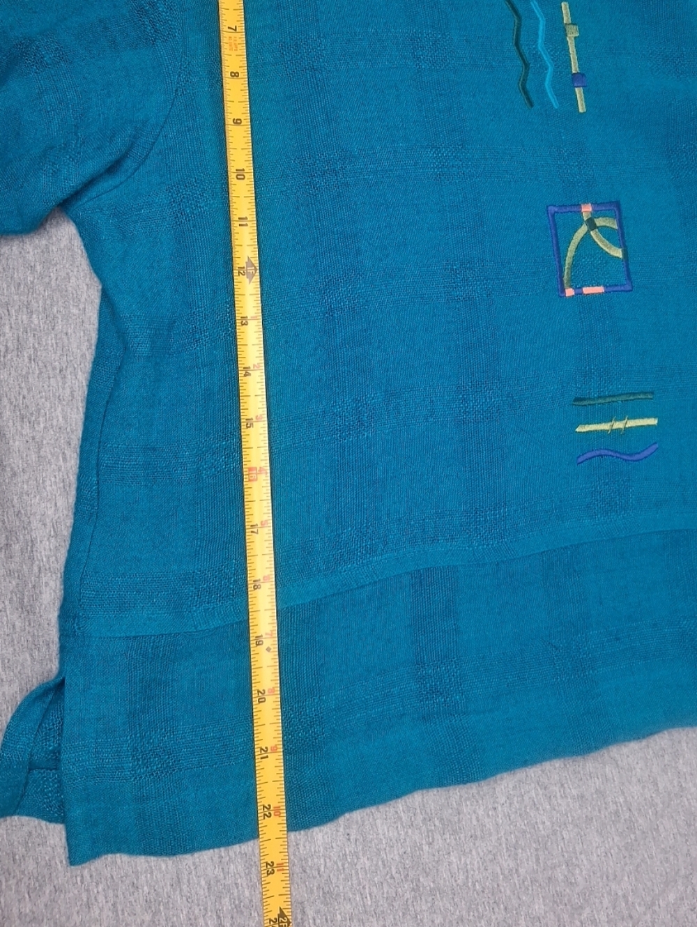 Vintage Nino Wong California Blouse Turquoise Blue Embroidered Detailed Size S - Picture 13 of 13